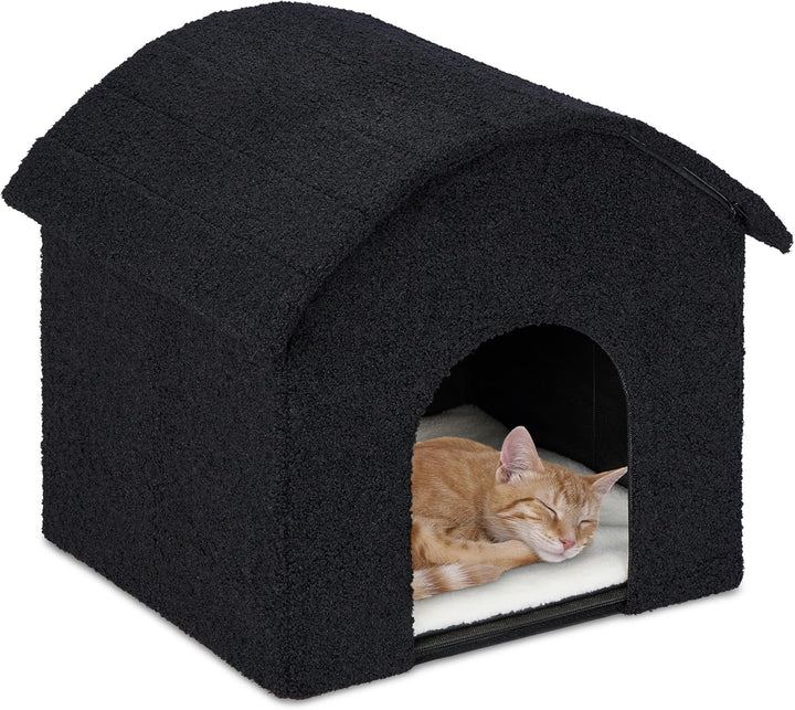 Relaxdays Peșteră Pliabilă pentru Pisici, Bancă Rezistentă, Mobilier de Interior pentru Pisici, Ascunziș pentru Animale de Companie, ÎxLxA: 38,5 x 74,5 x 37 cm, Bej, 1 Bucată