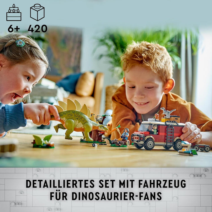 LEGO Jurassic World Dinosaur Missions: Discovery Of The Stegosaurus, Adventure Playset pentru băieți și fete de la 6 ani în sus, cadou pentru fanii lui Ben și Sammy 76965