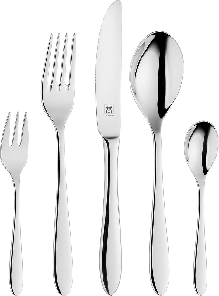 ZWILLING Style Besteck Set, 30-Teilig, Für 6 Personen, 18/10 Edelstahl/Hochwertiger Klingenstahl, Poliert, Silber [Plastikfreie Verpackung], Plastic Free