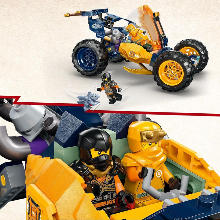 LEGO NINJAGO Arin's Ninja Off-Road Buggy, jucărie ninja cu mașină, dragon și 4 mini figurine, set de aventură cu model Buggy pentru copii, cadou de ziua de naștere pentru băieți și fete de la 7 ani 71811