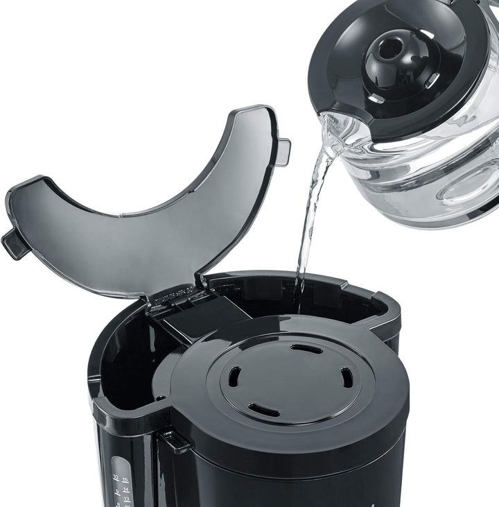 SEVERIN Cafetiera "Tip" cu ulcior de sticlă, cafea aromată, preparată rapid și silențios cu cafetiera pentru până la 10 cești, filtru de cafea, negru, KA 4815