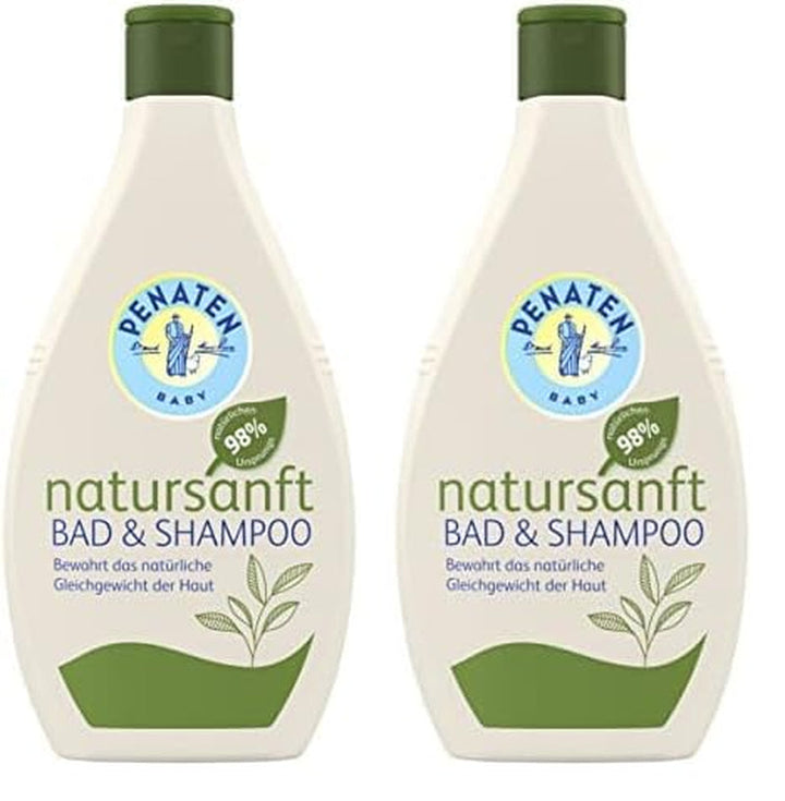 PENATEN baie și șampon (400 ml), baie și șampon blând pentru bebeluși formulat fără parabeni și coloranți, gel de duș și șampon pentru păr special dezvoltat pentru nou-născuți pentru pielea delicată a bebelușului