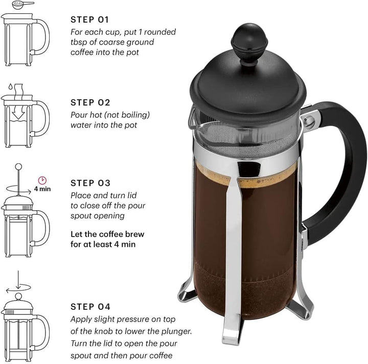 Cafetieră Bodum 1903-913 Java, 3 căni, 0,35 L, multistrat, albă, 7,5 x 13,5 x 18,9 cm