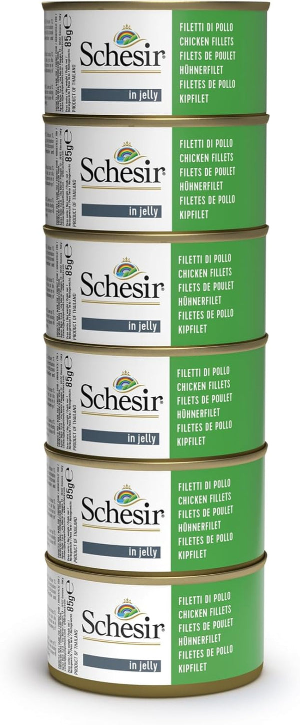 , Hrană umedă pentru pisici adulte, fileuri de pui în fileuri și jeleu 100% natural, pachet de 6 cutii X 85 G