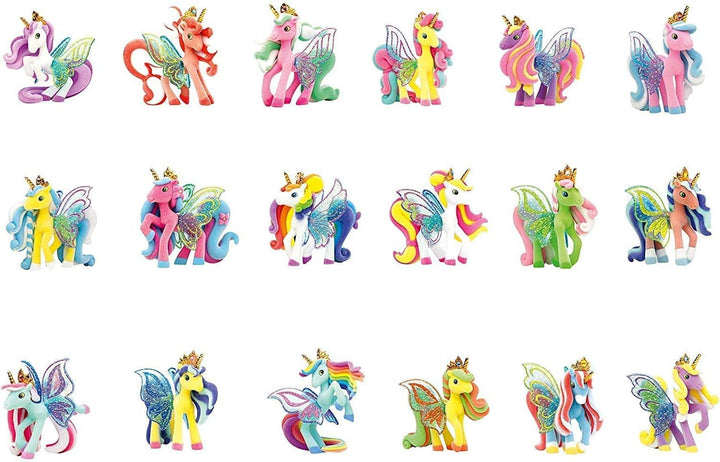 Galupy Unicorn - Pachet de 3 figurine unicorn, jucării unicorn de colecționat, figurine ponei cu aripi strălucitoare și cristal Swarovski