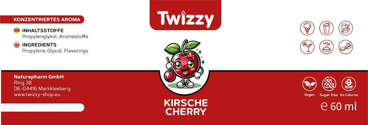 Aromă alimentară Twizzy Cherry - 60 ml - Aromă intensă - Ideală pentru coacere