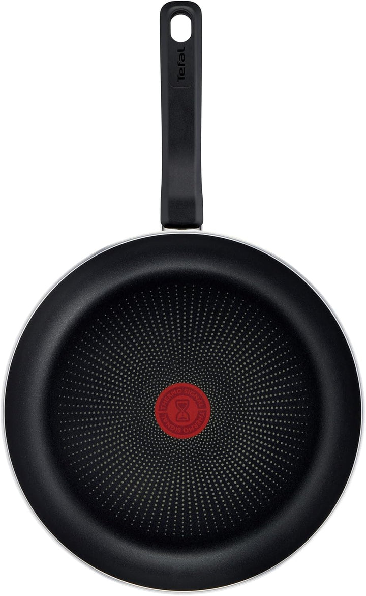 Tefal D52606 Resist Bratpfanne 28 Cm | Sichere Titanium Antihaftversiegelung | Thermo-Signal Temperaturindikator | Leichte Reinigung | Flame Protect-Technologie | Schwarz