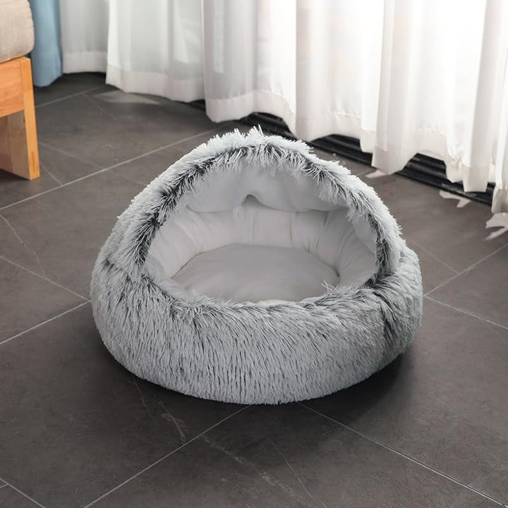 Pat pentru pisici, Pat pufos pentru pisici, Pat rotund pentru animale de companie de 50 cm pentru pisici și căței, Loc de dormit pentru pisici Coș pentru pisici, Peșteră pentru pisici pentru iarnă, Ascunzătoare moale și caldă pentru pisici