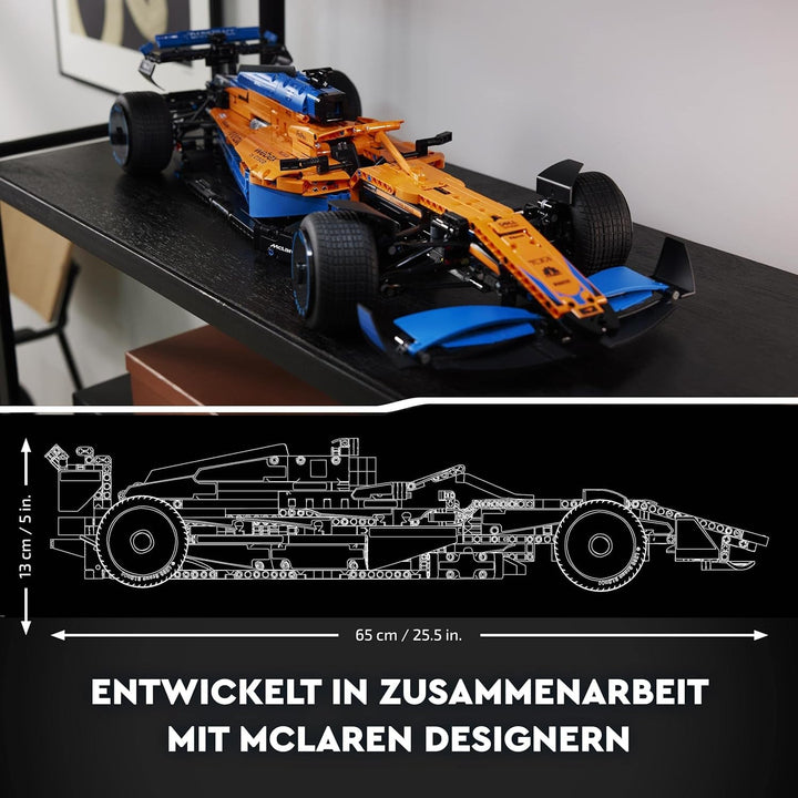 Lego Technic Mclaren Formula 1 Racing Car - Model F1 pentru adulți cu motor V6 și direcție - Cadou pentru fanii și colecționarii sporturilor cu motor - 42141