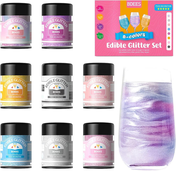 Glitter comestibil 8 culori Rainbow Set