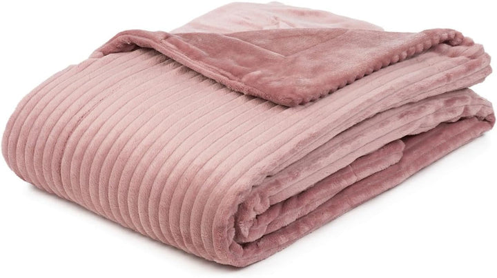 Gözze - Pătură confortabilă și moale în aspect corduroy, 1620G/bucata, 150 X 200 Cm - scorțișoară Paturi si Cuverturi Besuche den GÃ¶zze-Store Roz închis