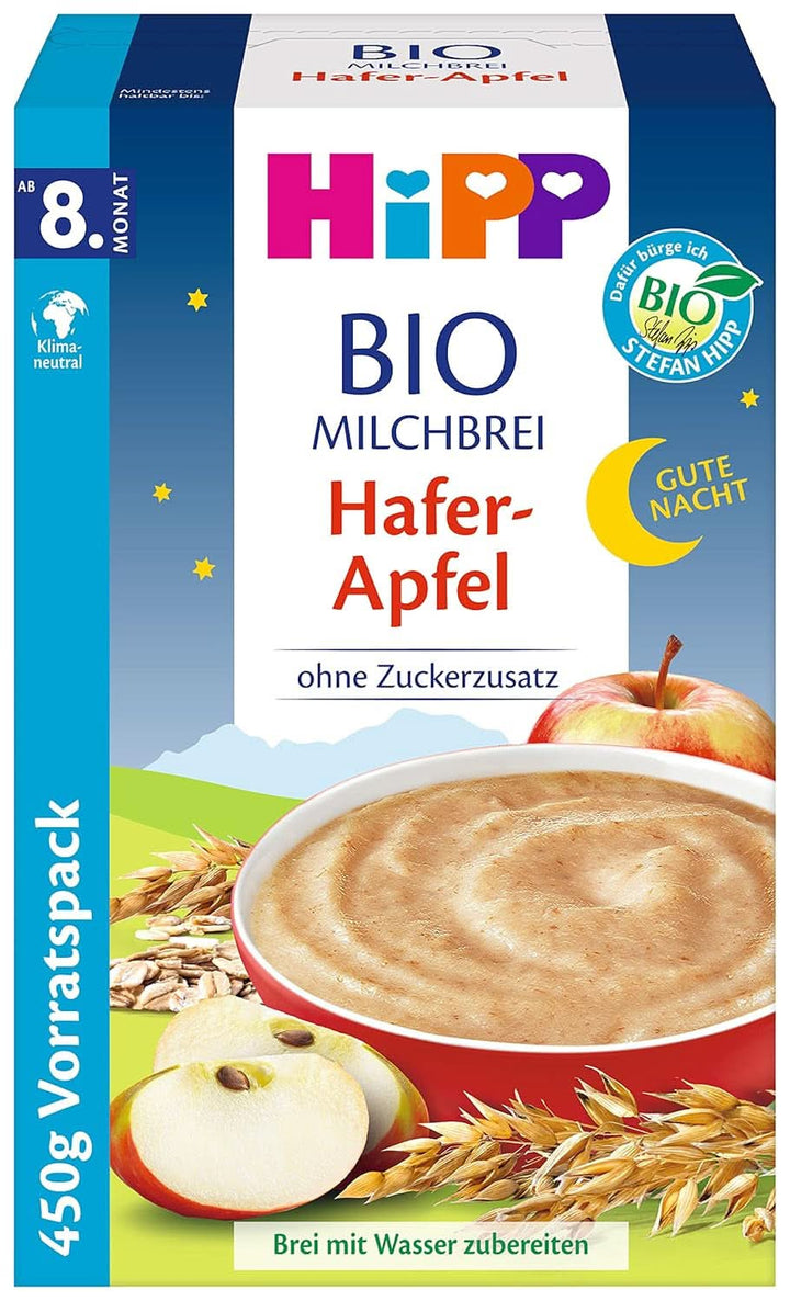 Hipp terci de lapte organic fără adaos de zahăr, semolina si banana, pachet de stocare (4X450 grame)