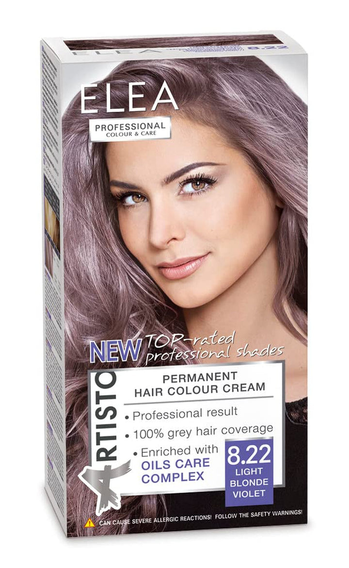 Culoarea permanentă a părului Color & Care 120ml, rezultat profesional, acoperirea părului gri, îmbogățită cu complexe de îngrijire a uleiurilor-Culoarea părului de lungă durată (10.1 Super blond deschis cenușă) Vopsea pentru par Naty Shop 8.22 Blond deschis violet