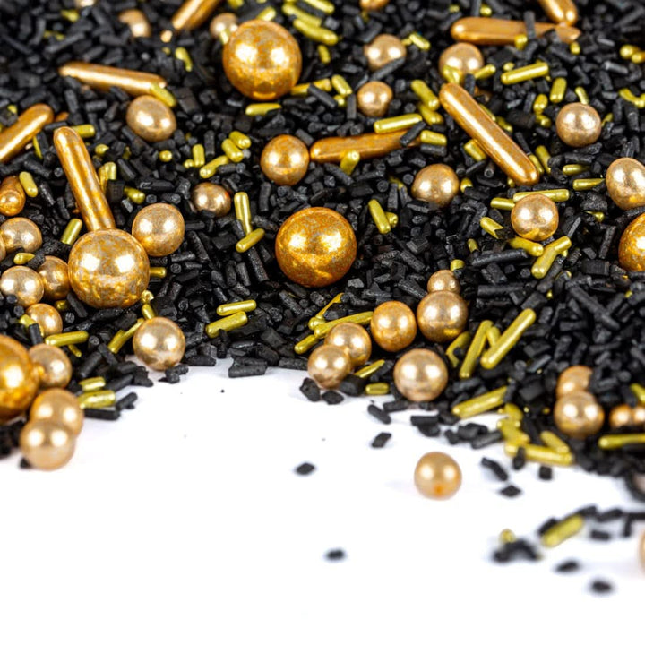 Super Streusel, Gold Rush Gold Black Sprinkle Decoration