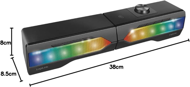Logilink Mobile Soundbar Mit Party Licht, 2-In-1 Gaming Sound System, Anschluss Über Bluetooth V5.0 Oder 3,5Mm Stereo Klinke, Schwarz