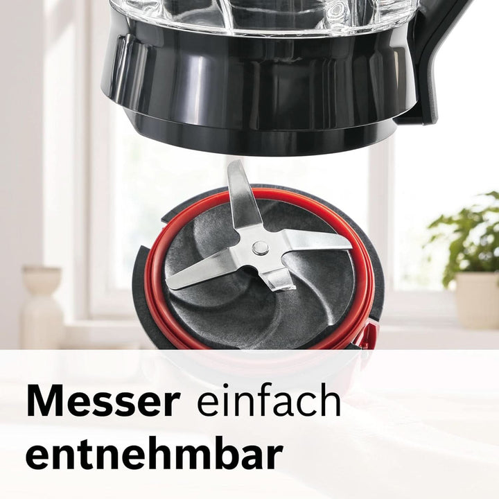 Bosch Standmixer Vitapower Serie 4 MMB6172SN, Verbesserte Version, 10 Jahre Motorgarantie, Edelstahl-Klingen, 1,5L Glasbehälter, Spülmaschinenfeste Teile, 30,000 U/Min, 1200 W, Silber