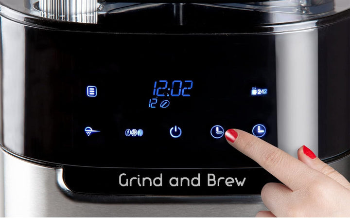 DOMO DO721K Espressor de cafea măcinat și preparat - Funcție boabe-la-cană - Afișaj LCD - Pentru cafea măcinată sau boabe întregi - 1,5 L