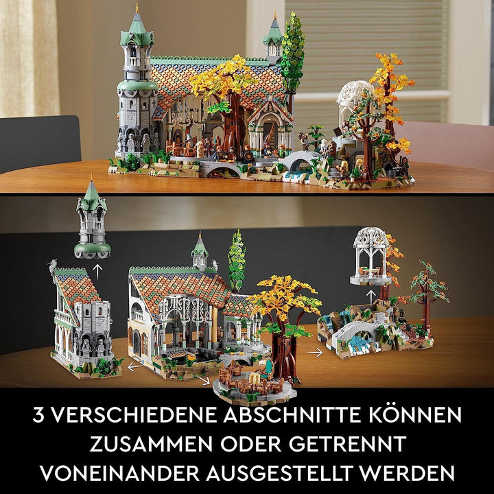 LEGO Icons The Lord Of The Rings: Rivendell - Set de colectare și afișare pentru adulți cu 15 minifigurine unice, inclusiv Gandalf, Legolas, Aragorn și Frodo, exclusiv pe Amazon - 10316