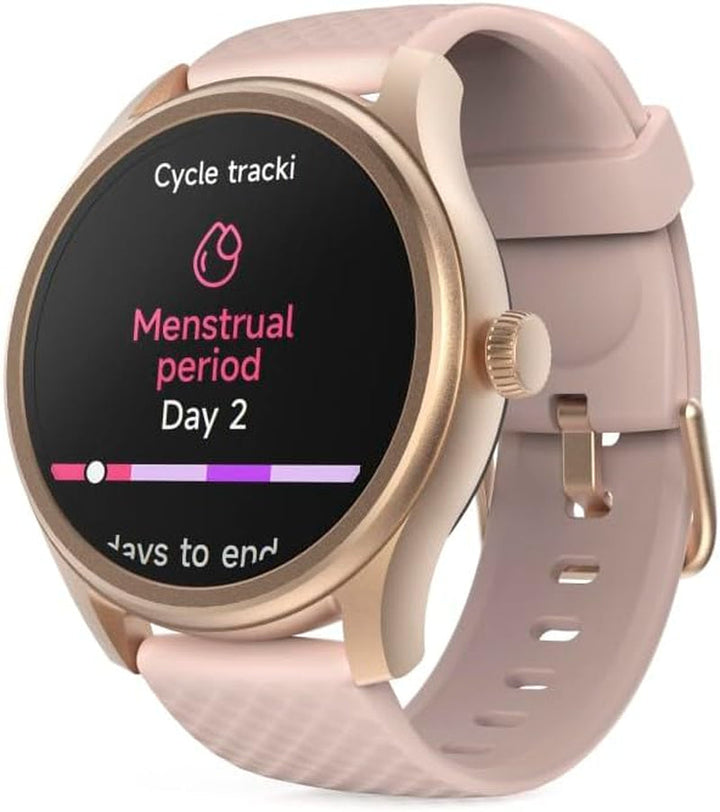 Hama Smartwatch (ecran color de 1,38", funcție telefon, Whatsapp, e-mailuri etc., asistent vocal, rezistent la apă, monitor de somn, 100 de sporturi + ritm cardiac, oxigen din sânge, calorii etc.) rosé