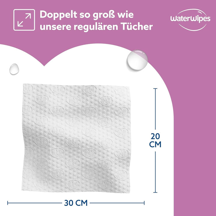 Waterwipes Adult Care Body & Intimate Hygiene Wipes, 180 șervețele (6 pachete), 99,9% apă, 3-In-1 Curăță, Hrănește, Protejează, Neparfumate, Ambalajul poate varia