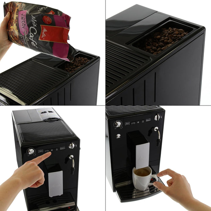 Melitta Caffeo Solo & Perfect Milk - Espressor complet automat - Cu sistem de lapte - Spumator de lapte - Intensitate cafea reglabilă pe 3 niveluri - Negru (E957-201)