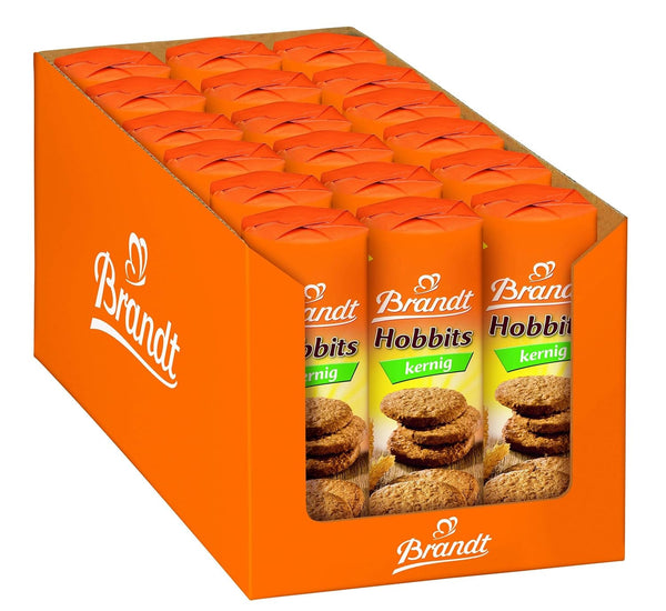 Bahlsen Hobbits Crunchy - Pachet de 18 - Cutie de depozitare - Biscuiți integrali cu conținut ridicat de fibre și fulgi de ovăz (18 x 250 g)