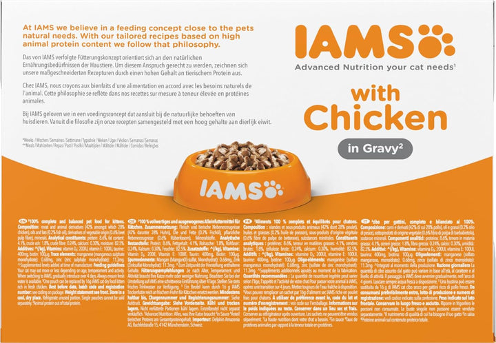 IAMS Delights Kitten Hrană umedă - Multipack Hrană pentru pisici cu pui în sos, hrană de înaltă calitate pentru pisoi junior de la 1-12 luni, 12 X 85G