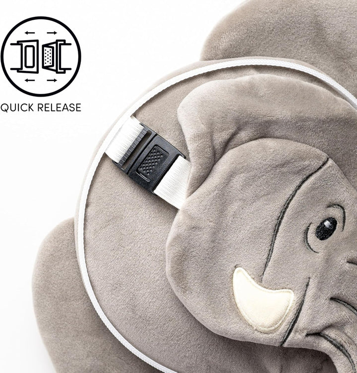Pernă de călătorie, Rotundă, Din pluș, Elefant, Și mască pentru ochi, Unisex, O singură mărime, Unisex, Waist Unique