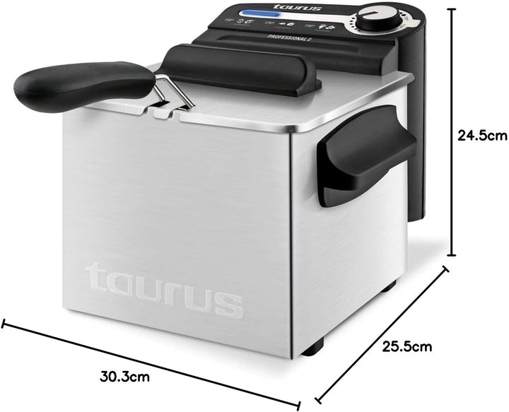 Taurus Professional 2 plus - Fritteuse | 2 Liter | 1700 W | 18/8 Edelstahl | Leistunsstark | Öl