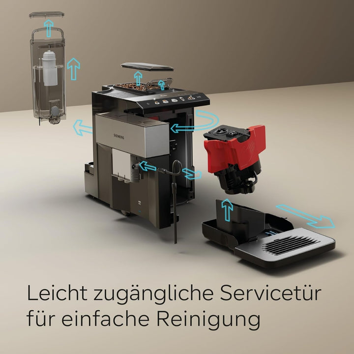 Espressor complet automat Siemens EQ500 TP516DX3, multe specialități de cafea, spumator de lapte, recipient integrat pentru lapte, funcție dublă de ceașcă, curățare automată cu abur, oțel inoxidabil negru