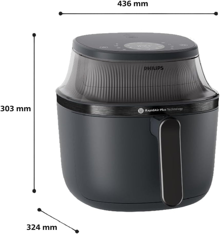 Philips Airfryer 3000 Series 6.2L, Kochfenster, 16-In-1 Kochfunktionen, Rapidair plus Technologie, Fat Removal, Homeid Rezepte-App, Mühelose Reinigung (NA330/00)