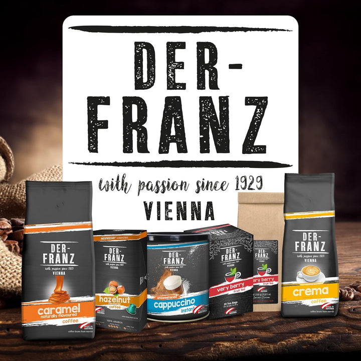 DER-FRANZ Kaffee Crema, Intensität 4/5, 100% Arabica, Ganze Kaffeebohnen, 1000G