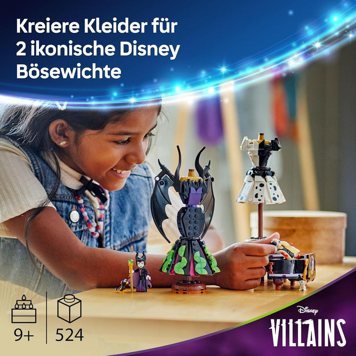 LEGO Ç€ Disney Villains The Dresses Of Maleficent And Cruella De Vil - Jucărie pentru băieți și fete de la 9 ani - Incl. 2 mini păpuși și 2 figurine de animale - Cadou aniversar pentru fani 43262