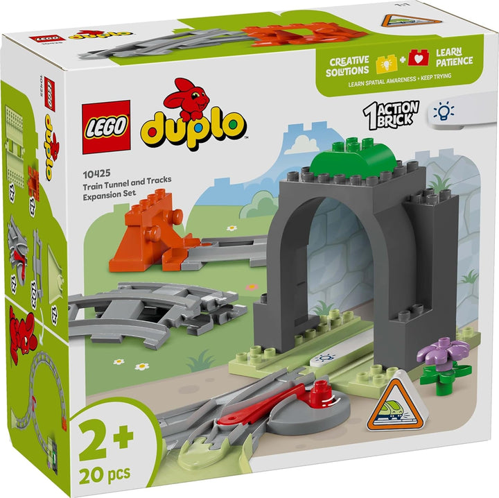 LEGO DUPLO Town Railway Tunnel And Tracks - Set de expansiune, cadou pentru copii mici, încurajează dexteritatea, set de joacă pentru fanii vehiculelor de la 2 ani, jucărie de învățare creativă 10425