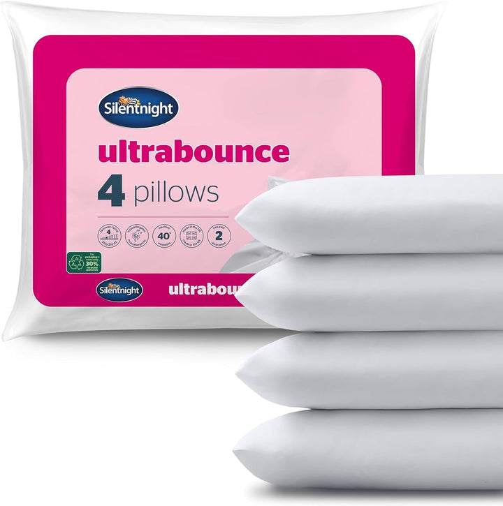Pereche de perne de lux Silentnight Ultrabounce, microfibră, alb, pachet de 2, 2