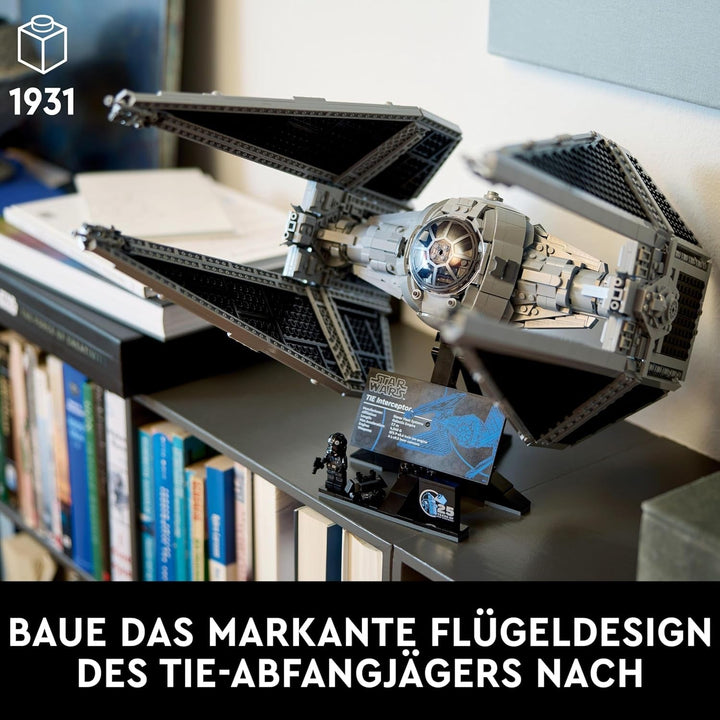LEGO Star Wars Tie Interceptor, set de construcție creativă din seria Ultimate Collector pentru adulți, model de cărămidă Starfighter, cadou pentru fani, piesă de colecție, set Ucs 75382