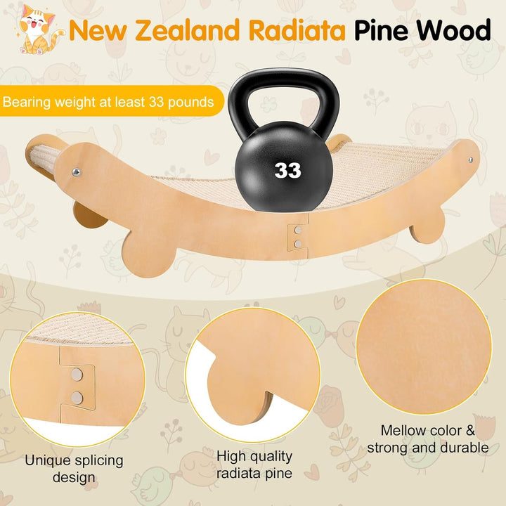 Zgâriator pentru pisici Partideal, covoraș curbat pentru zgâriat, placă de zgâriat din sisal, pat pentru pisici, pat pentru pisici din sisal natural, scaun curbat la 160° pentru pisici mari, pentru interior și exterior