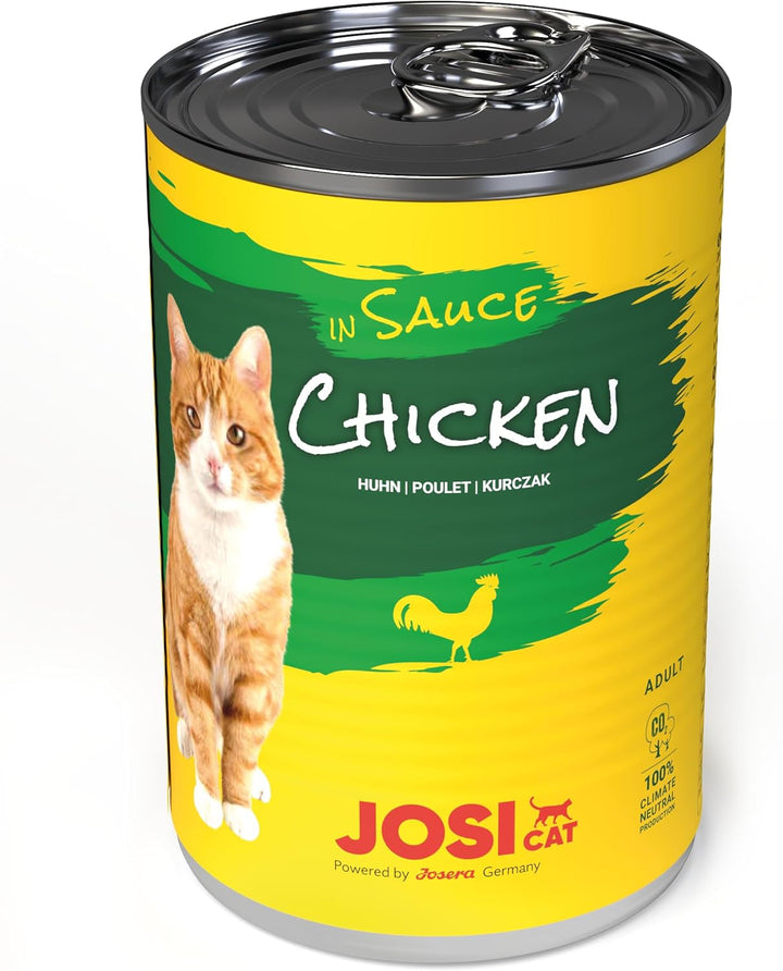 Josicat Pui în sos (12 X 415 G) | Adult | Hrană umedă premium pentru pisici adulte | Pui în sos | Vitamina D3 & E | Powered by JOSERA | Hrană umedă pentru pisici | Hrană completă | 12-Pack