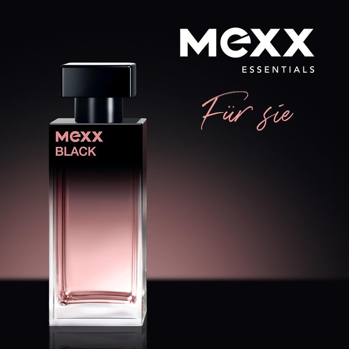 MEXX BLACK Woman Eau De Parfum, parfum captivant, intens cu note fructate pentru femei senzuale, 30ml