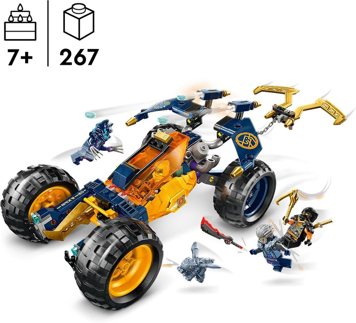 LEGO NINJAGO Arin's Ninja Off-Road Buggy, jucărie ninja cu mașină, dragon și 4 mini figurine, set de aventură cu model Buggy pentru copii, cadou de ziua de naștere pentru băieți și fete de la 7 ani 71811