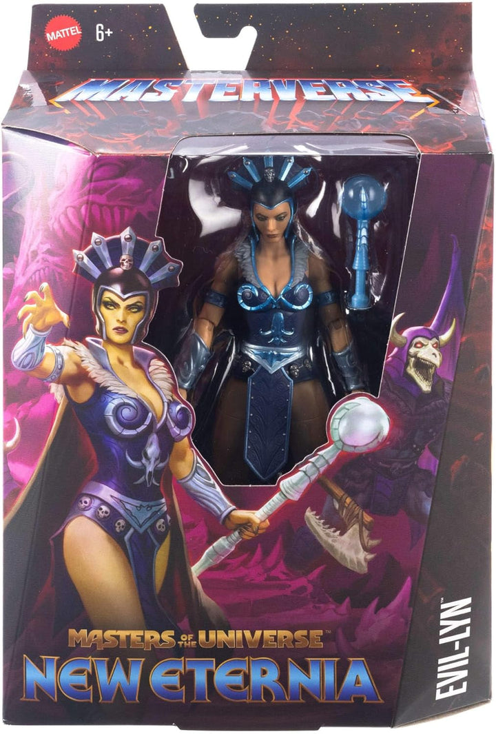 Masters of the Universe Masterverse Action Figure Aprox. 18 Cm înălțime, New Eternia Evil-Lyn, MOTU Toy Villainess, Sorceress, 30 puncte de mișcare, baghetă cu glob de cristal, JBP77