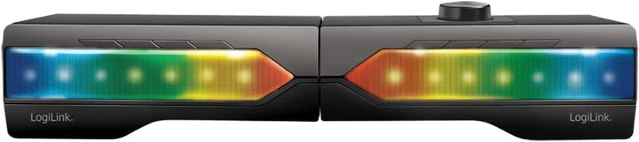 Logilink Mobile Soundbar Mit Party Licht, 2-In-1 Gaming Sound System, Anschluss Über Bluetooth V5.0 Oder 3,5Mm Stereo Klinke, Schwarz