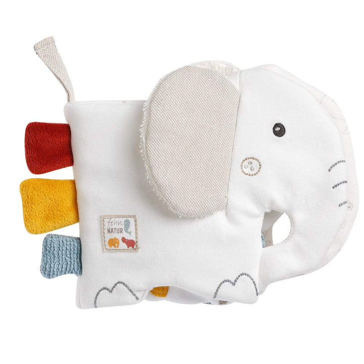 Fehn Soft carte cu poze elefant - cu țesătură din bumbac organic cu motive de animale & Fehn crackling stea de mare - jucărie pentru bebeluși pentru apucat și jucat - jucărie pentru bebeluși cu animale care ruginesc Jucarii Bebe Naty Shop