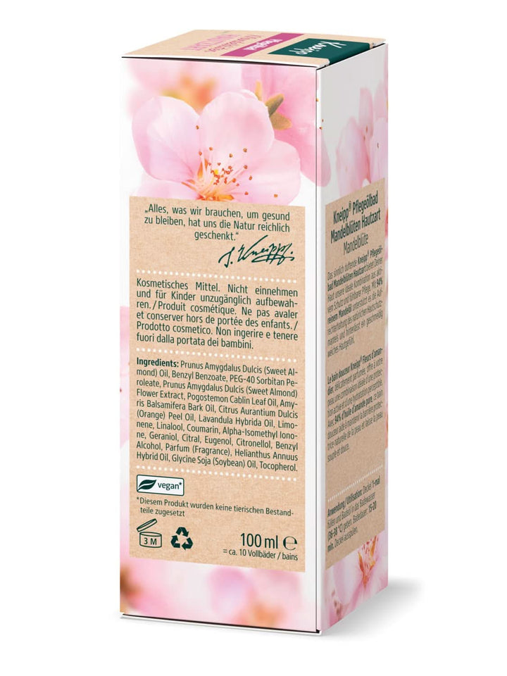 Kneipp, ulei de baie, cu 94% ulei pur de migdale, pentru piele uscată și sensibilă - 100 ml