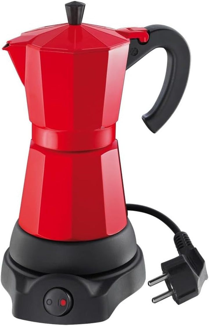 Espressoare Cilio CLASSICO pentru 6 cești / Electric 480W / Ã˜ 11.5 Cm Înălțime: 25 Cm / Aluminiu / Roșu / Placă de încălzire integrată / Cu funcție de menținere la cald și sită de reducere / Pentru călătorie sau camping