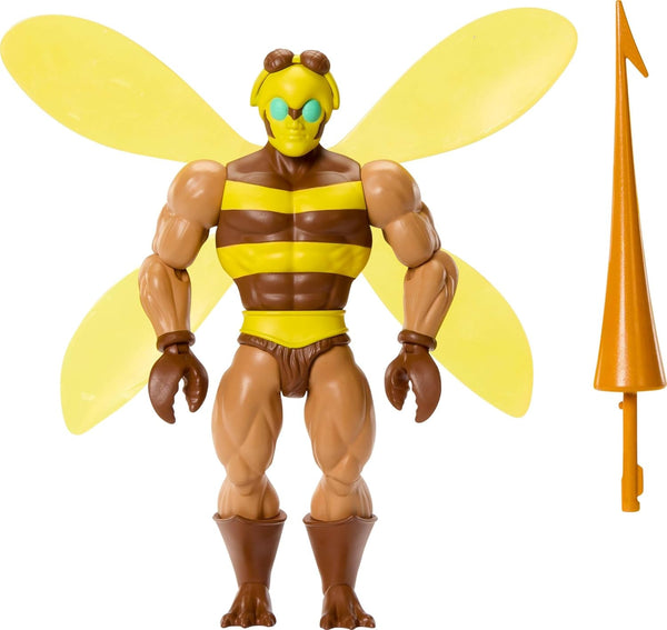 Masters of the Universe Origins Action Figure Buzz-Off din colecția de desene animate, aproximativ 14 cm înălțime, de la televiziunea din anii 1980, Bee Leader cu aripi și ochelari cu Javelin, JBM88