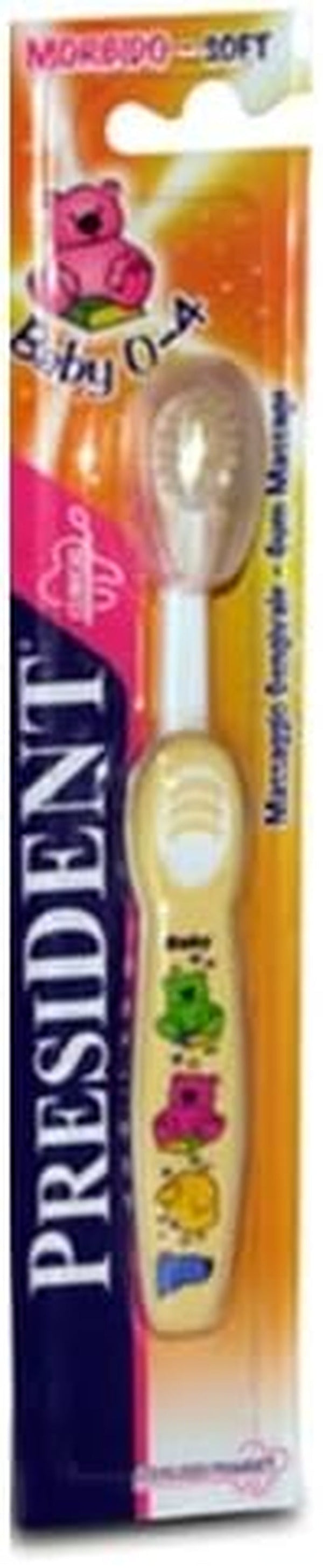 Perie pentru copii 0-4 ani Galbenă sau roz, peri moi cu vârfuri rotunjite, cap de perie mic și compact pentru curățarea corectă și masarea delicată a gingiilor.