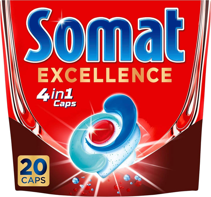 Somat Excellence 4In1 Caps (141 Caps), File pentru mașina de spălat vase cu dizolvare rapidă