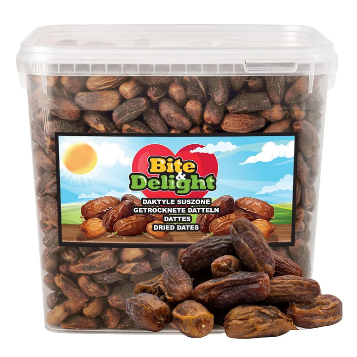 Curmale uscate Bite & Delight - Întregi, uscate și naturale - Dulci aromate - Delicioase și suculente - Gustare de fructe gata de consum - Vegană - Fără zahăr adăugat - 1250g Produse deshidratate Naty Shop 10 kg