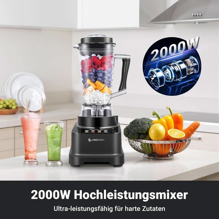 Blender AMZCHEF, 8 meniuri inteligente și 10 viteze, ecran tactil LCD